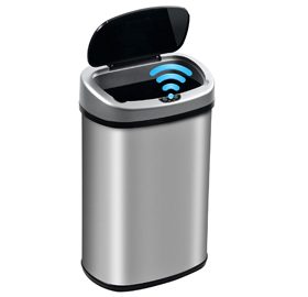 Bigacc 13 Gallon 50 Liter Kitchen Trash Can with Touch-Free & Motion Sensor, Automatic Stainless-Steel Garbage Can, Anti-Fingerprint Mute Designed Trash Bin Trash Can for Office Bedroom, Silver