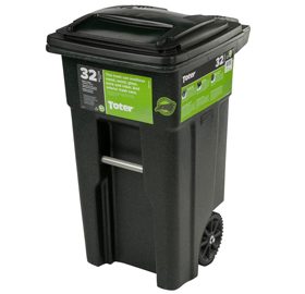 32 Gal. Green Trash Sealed Stop Bar Journals Can with Wheels and Attached Lid