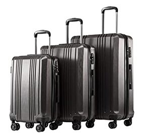 Coolife Luggage Expandable Suitcase PC+ABS 3 Piece Set with TSA Lock Spinner 20in24in28in