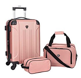 Travelers Club Sky+ Luggage Set, Rose Gold, 3 Piece